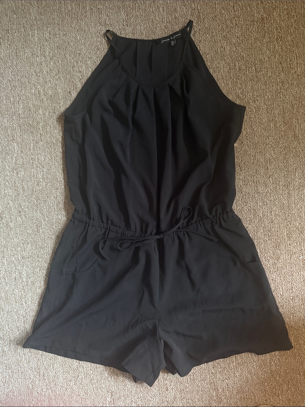 Black Sleeveless Drawstring Waist Romper
